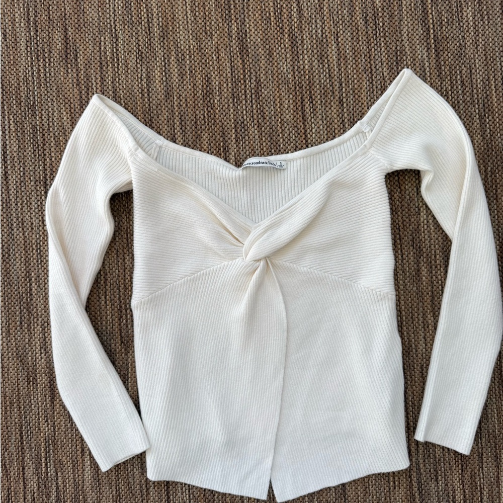 Abercrombie & Fitch Cream Off-the-Shoulder Sweater